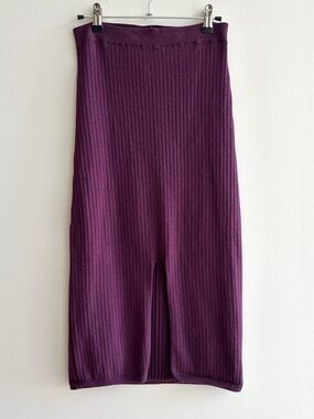 Free People Women’s Eggplant Purple Midi Sweater Slit Skirt, Size Small